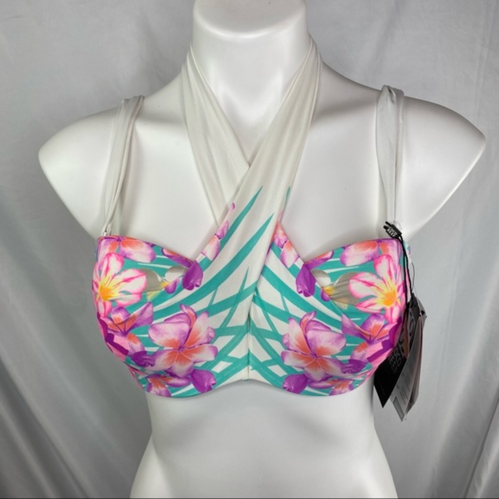 Coco Reef 5 Way Tie White Multi Color Bikini Top Touch of Tropics 36/38 C - Picture 2 of 10